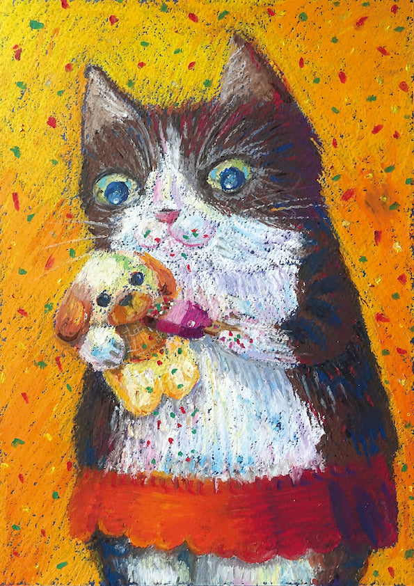 cat lover, fat cat, colourful, orange, ice lolly