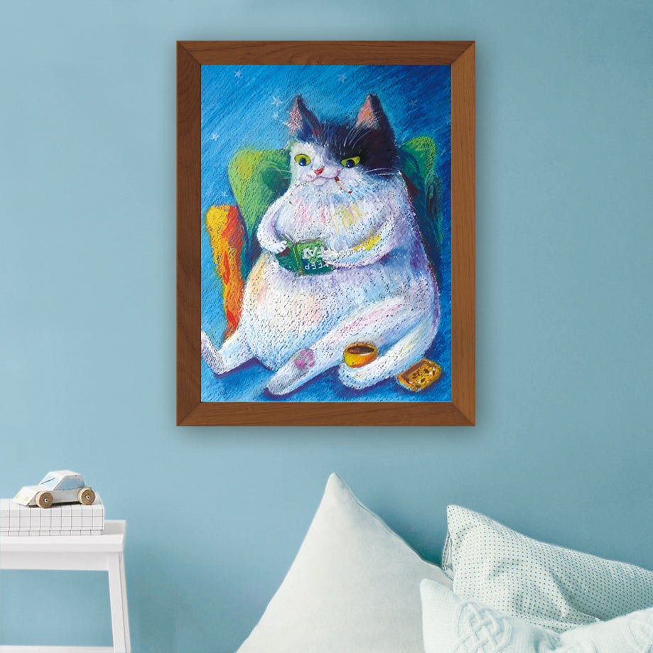 Original Painting, Smoking Fat Cat